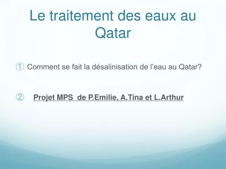 le traitement des eaux au qatar