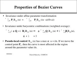 Properties of Bezier Curves