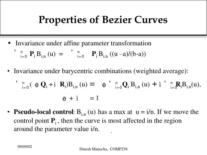 properties of bezier curves