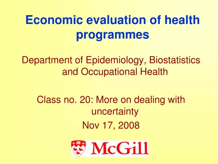 economic evaluation of health programmes