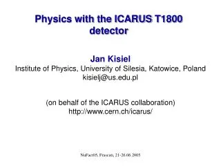 Physics with the ICARUS T1800 detector