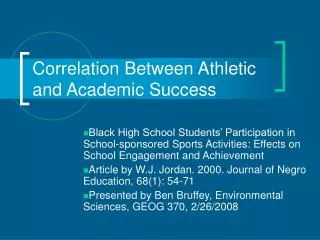 Correlation Between Athletic and Academic Success