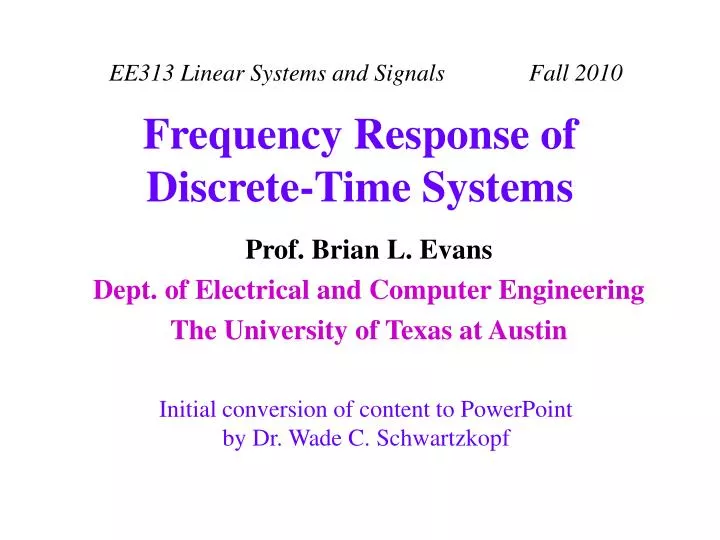 frequency response of discrete time systems