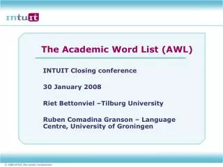 The Academic Word List (AWL)