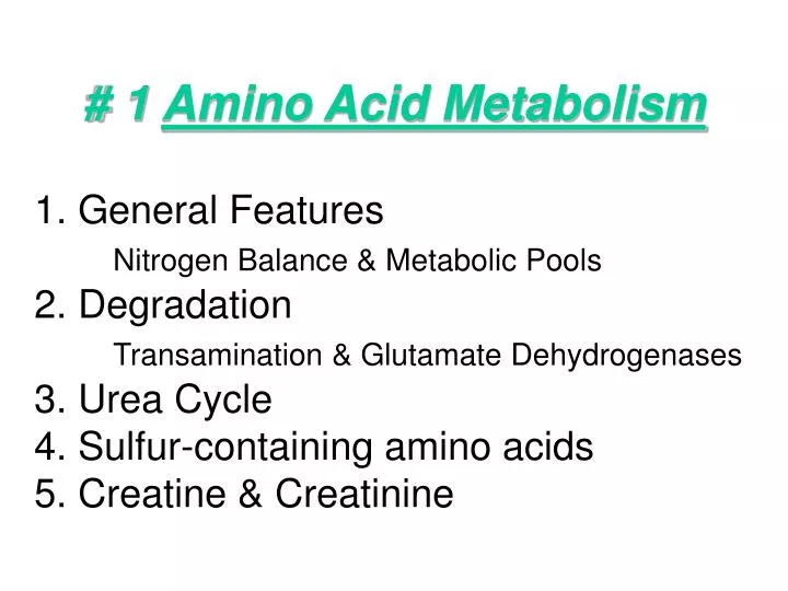 1 amino acid metabolism