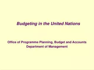 Budgeting in the United Nations