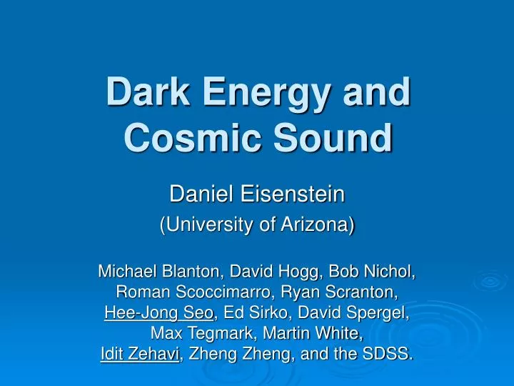 dark energy and cosmic sound