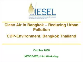 October 2006 NESDB-WB Joint Workshop