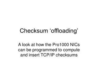 Checksum ‘offloading’