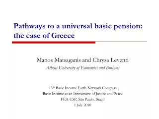 Pathways to a universal basic pension: the case of Greece