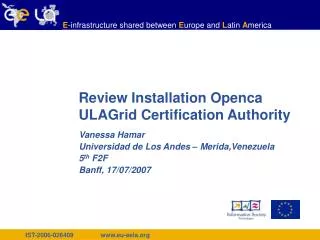 Review Installation Openca ULAGrid Certification Authority