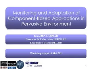 Monitoring and Adaptation of Component-Based Applications in Pervasive Environment