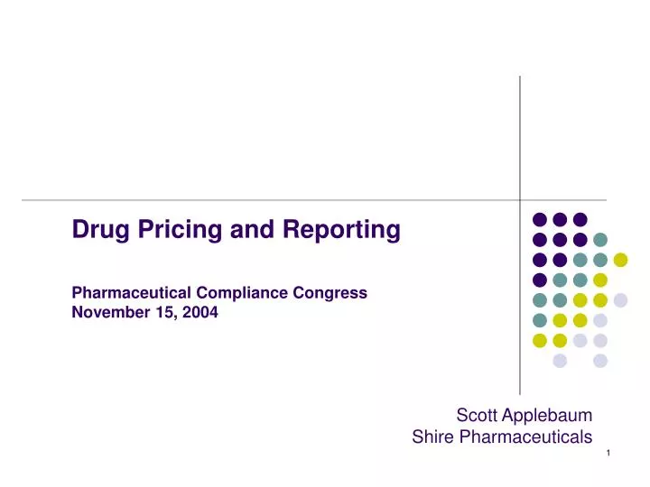 drug pricing and reporting pharmaceutical compliance congress november 15 2004