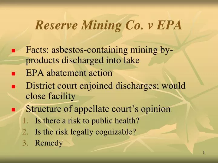 reserve mining co v epa