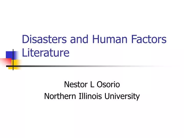 disasters and human factors literature