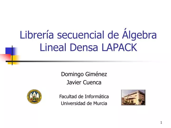 librer a secuencial de lgebra lineal densa lapack