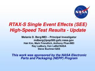 RTAX-S Single Event Effects (SEE) High-Speed Test Results - Update