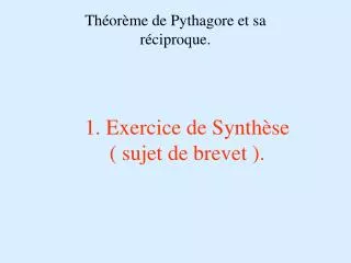 1. Exercice de Synthèse ( sujet de brevet ).