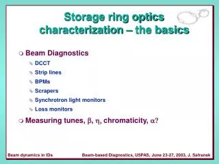 Storage ring optics characterization – the basics