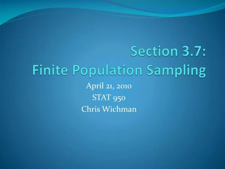 section 3 7 finite population sampling