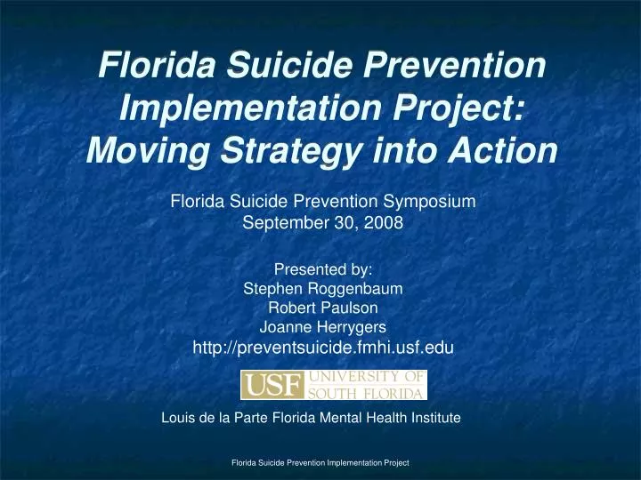 florida suicide prevention implementation project moving strategy into action