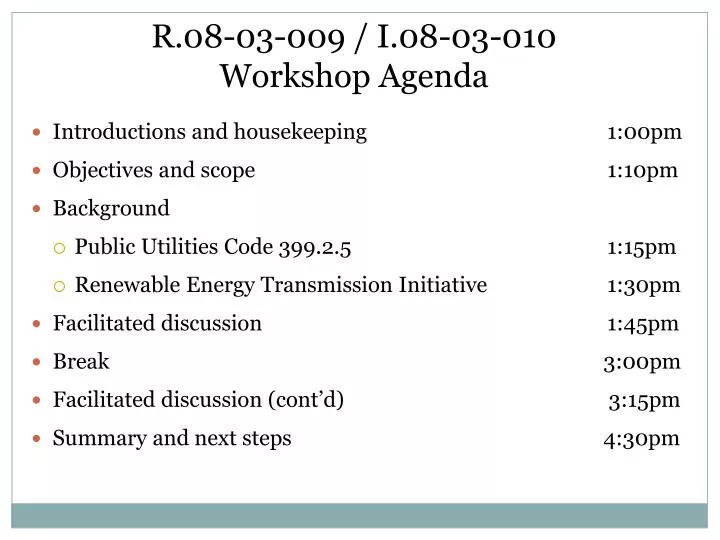 r 08 03 009 i 08 03 010 workshop agenda