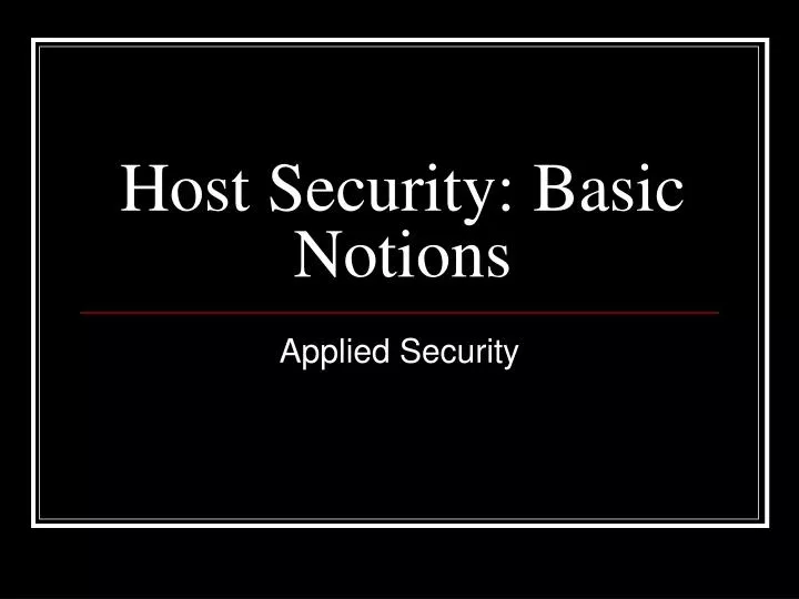 host security basic notions