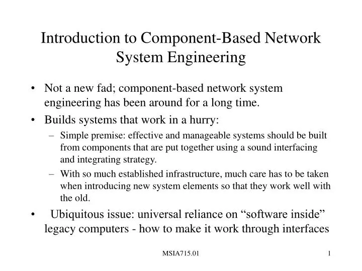 introduction to component based network system engineering