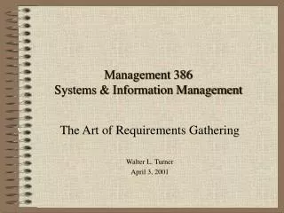 Management 386 Systems &amp; Information Management