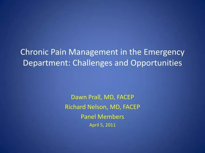 chronic pain management in the emergency department challenges and opportunities