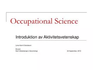 occupational science