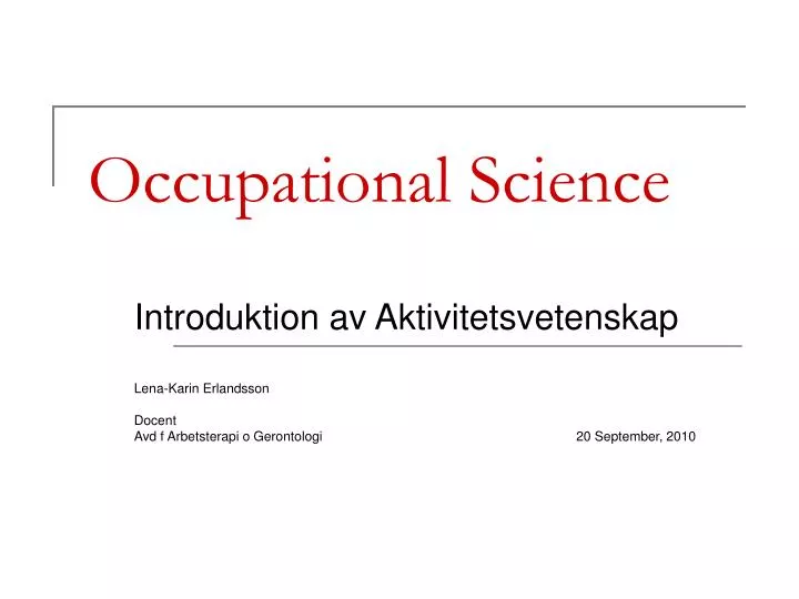 occupational science