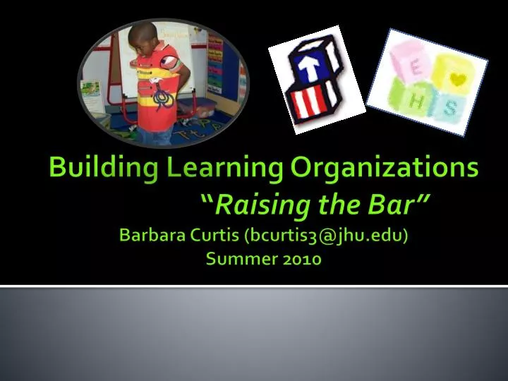 building learning organizations raising the bar barbara curtis bcurtis3@jhu edu summer 2010