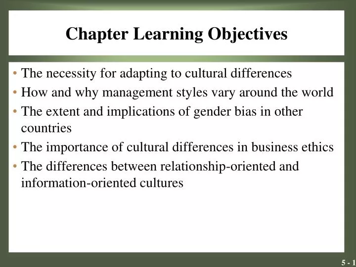 chapter learning objectives