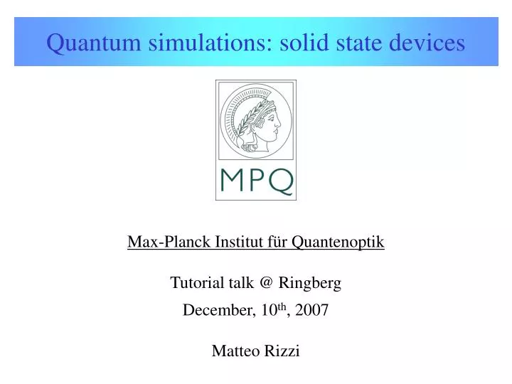 quantum simulations solid state devices