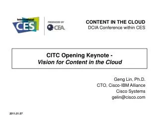 CITC Opening Keynote - Vision for Content in the Cloud