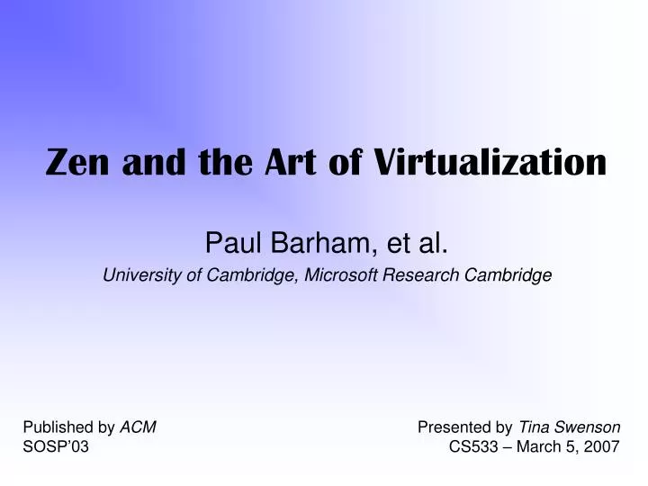 zen and the art of virtualization