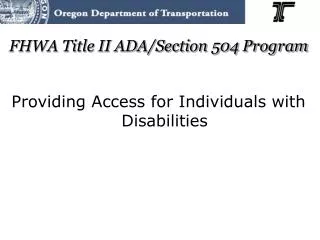 FHWA Title II ADA/Section 504 Program