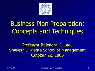 Business Plan Preparation: Concepts and Techniques