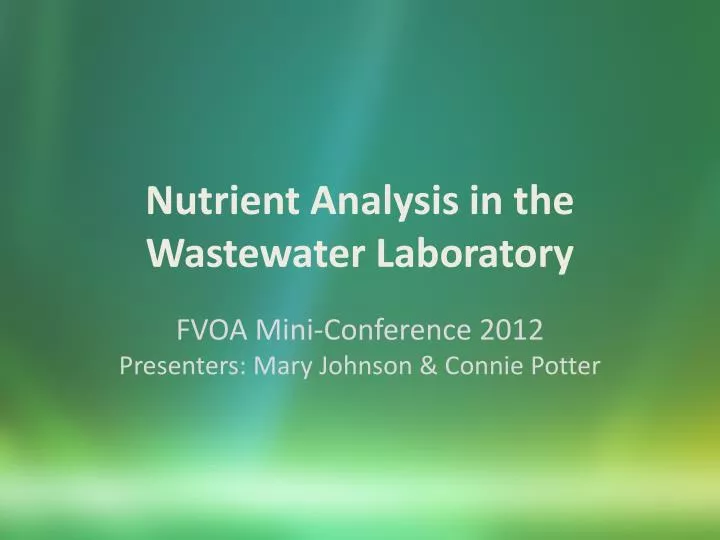 nutrient analysis in the wastewater laboratory