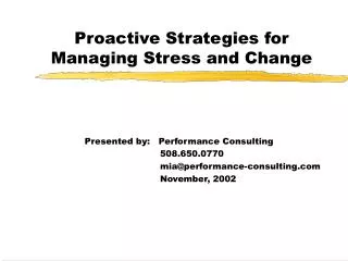 Proactive Strategies for Managing Stress and Change