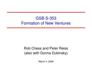 GSB S-353 Formation of New Ventures