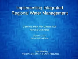 Implementing Integrated Regional Water Management