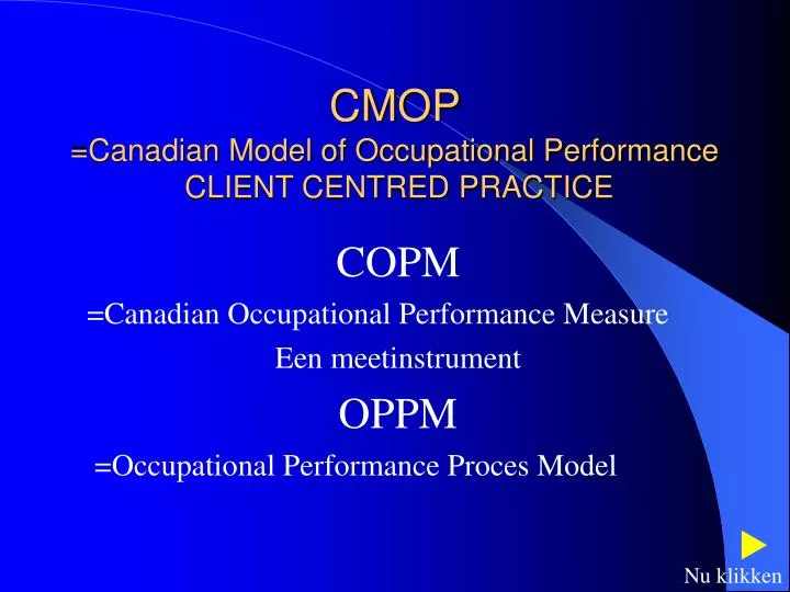 cmop canadian model of occupational performance client centred practice