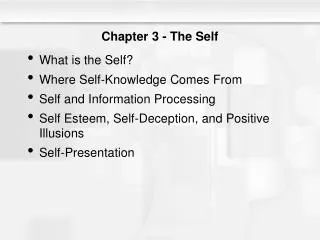 Chapter 3 - The Self