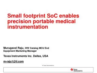 Small footprint SoC enables precision portable medical instrumentation