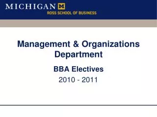 Management &amp; Organizations Department