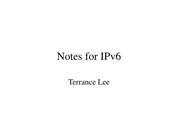 notes for ipv6
