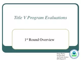 Title V Program Evaluations