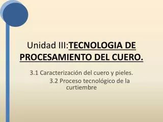 Unidad III: TECNOLOGIA DE PROCESAMIENTO DEL CUERO.